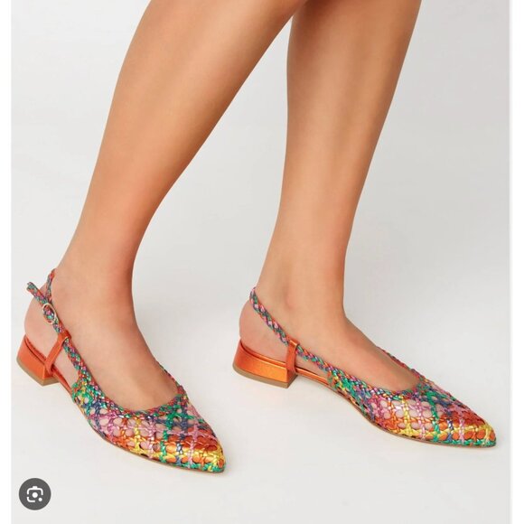 Le Canadienne PLAYFUL SLINGBACK WOVEN LEATHER FLAT 11 - Picture 2 of 6